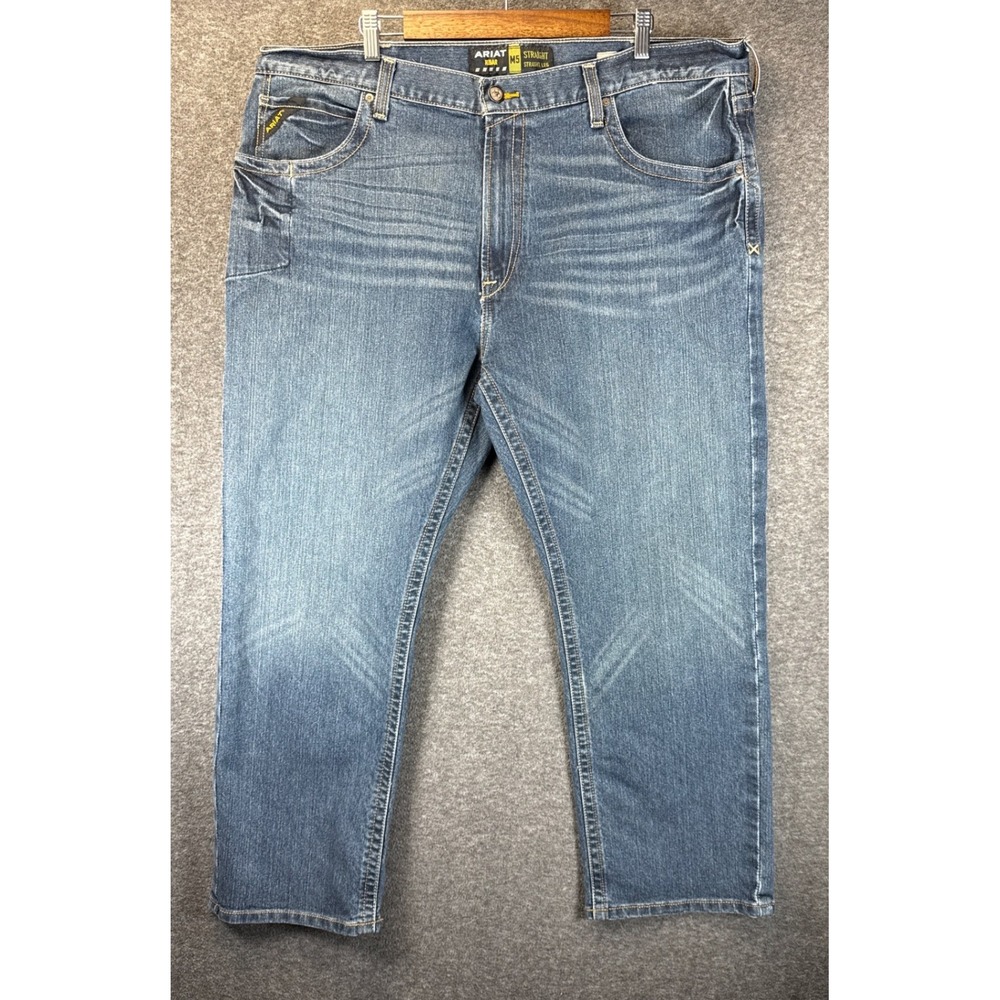 Ariat Rebar M5 Straight Leg Jeans Mens 42 Blue Stretch Workwear Cowboy Rancher